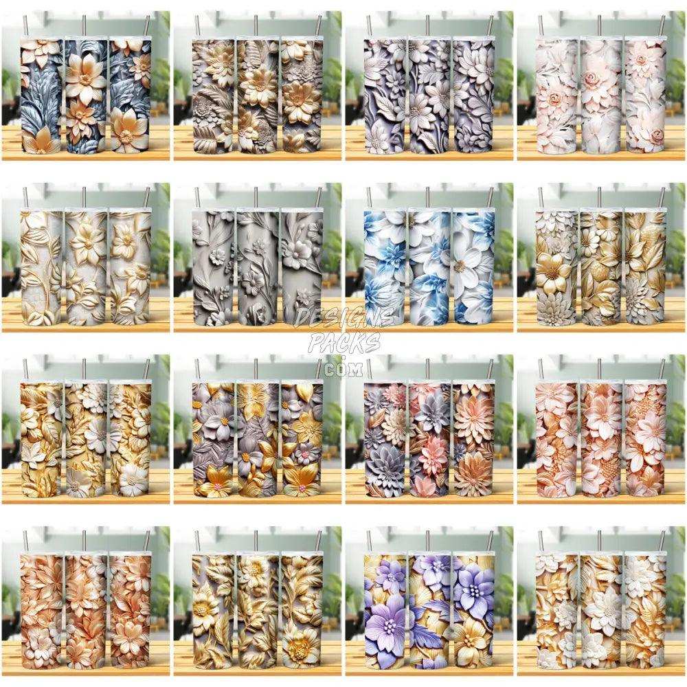 44 3D Metal Flowers Tumbler Wrap Bundle Jpg