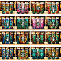 Load image into Gallery viewer, 44 Coffee Brand Stained Glass Tumbler Wrap Bundle Jpg
