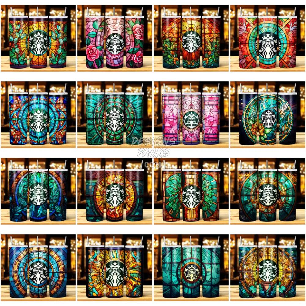 44 Coffee Brand Stained Glass Tumbler Wrap Bundle Jpg