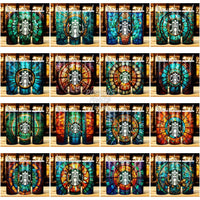 Load image into Gallery viewer, 44 Coffee Brand Stained Glass Tumbler Wrap Bundle Jpg
