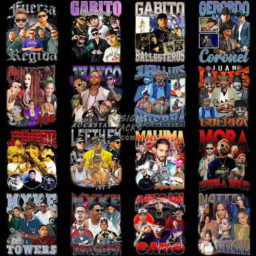 44 Music Stars Bootleg Latino Mix Designs Bundle Png