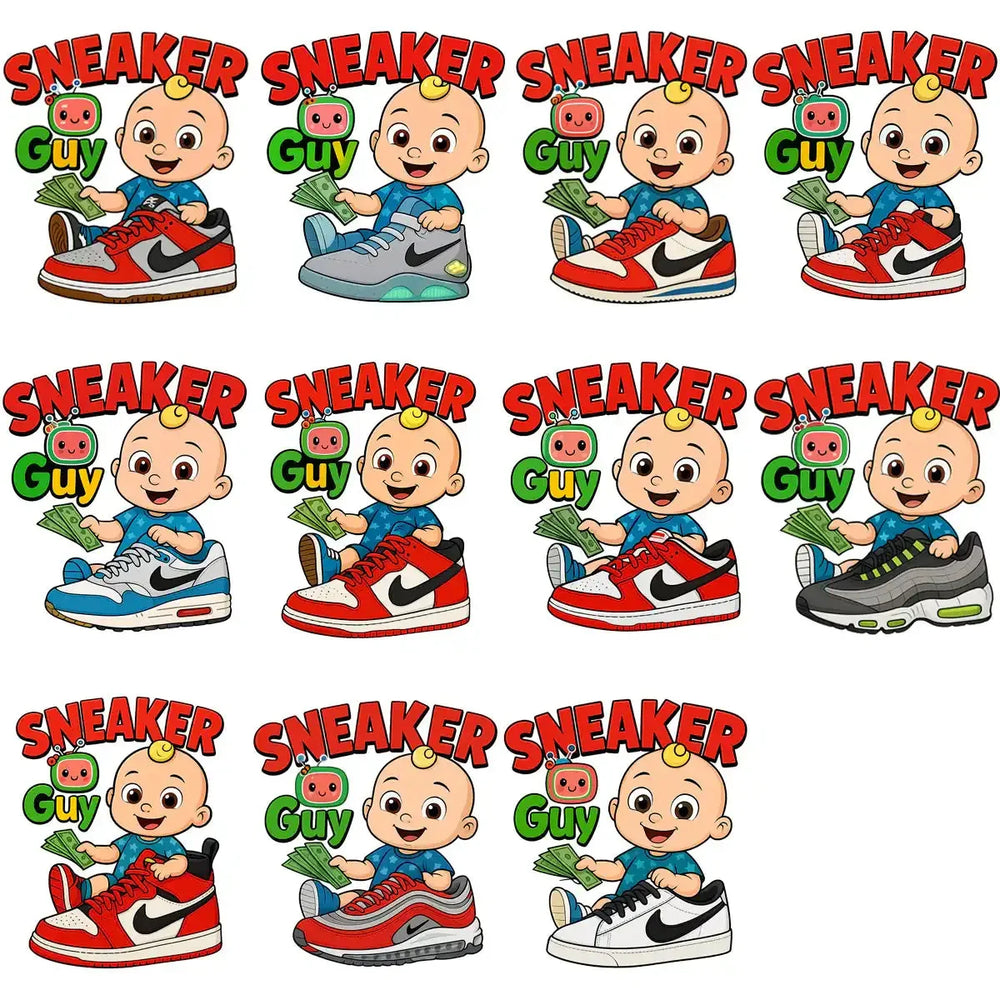 44 Shoes Swoosh Sneaker Guy Baby Boy Cocomelon Designs Bundle PNG