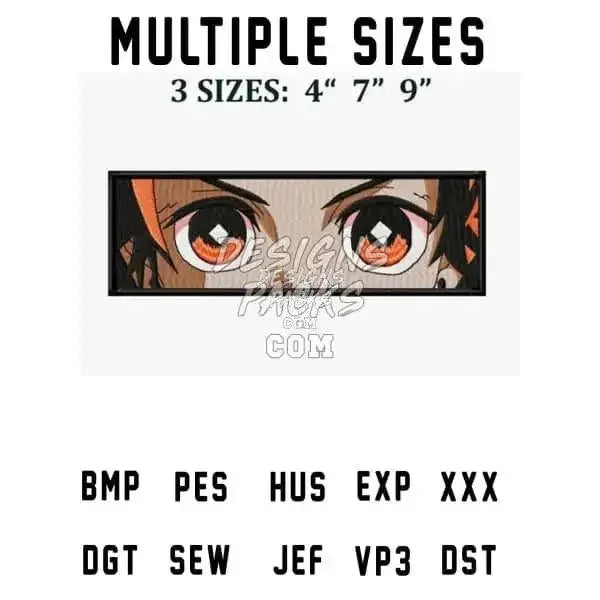Boxed Eyes of Tanjiro Kamado Anime Embroidery Design