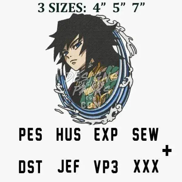 Giyu Tomioka Anime Embroidery Design