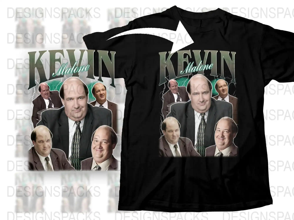 Kevin Malone Graphic T-Shirt, The Office TV Show Tee, Fan Merchandise, Multiple Poses, Black Cotton Shirt