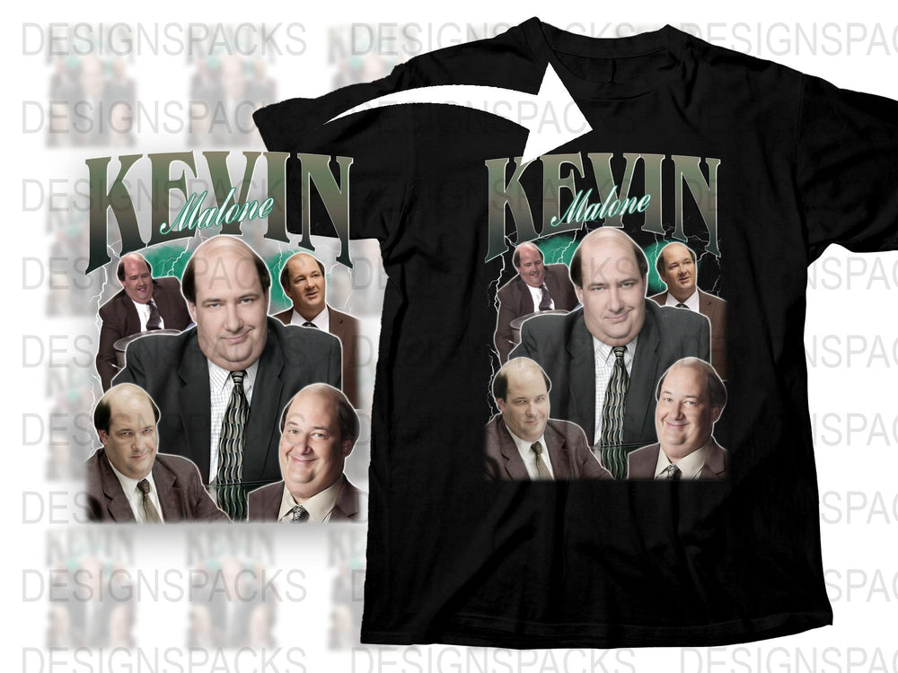 Kevin Malone Graphic T-Shirt, The Office TV Show Tee, Fan Merchandise, Multiple Poses, Black Cotton Shirt