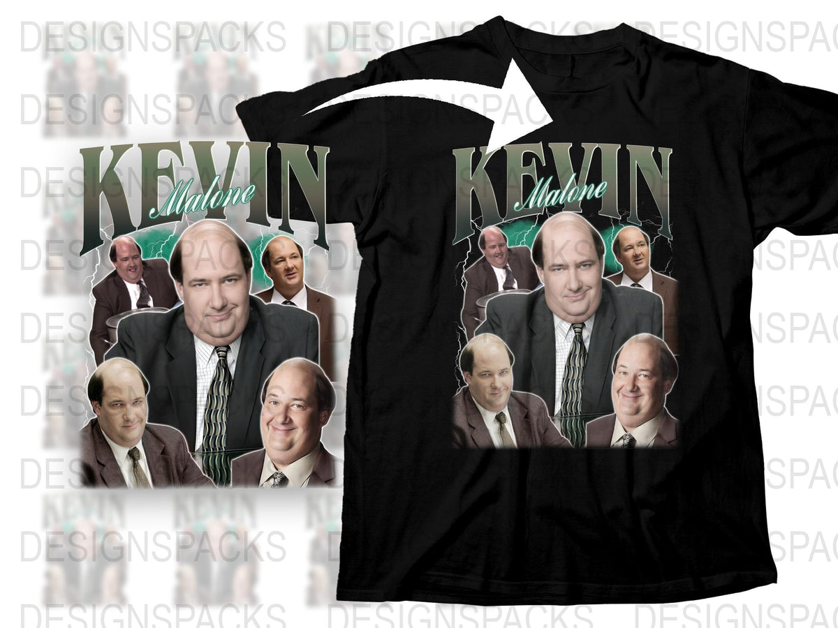 Kevin Malone Graphic T-Shirt, The Office TV Show Tee, Fan Merchandise, Multiple Poses, Black Cotton Shirt