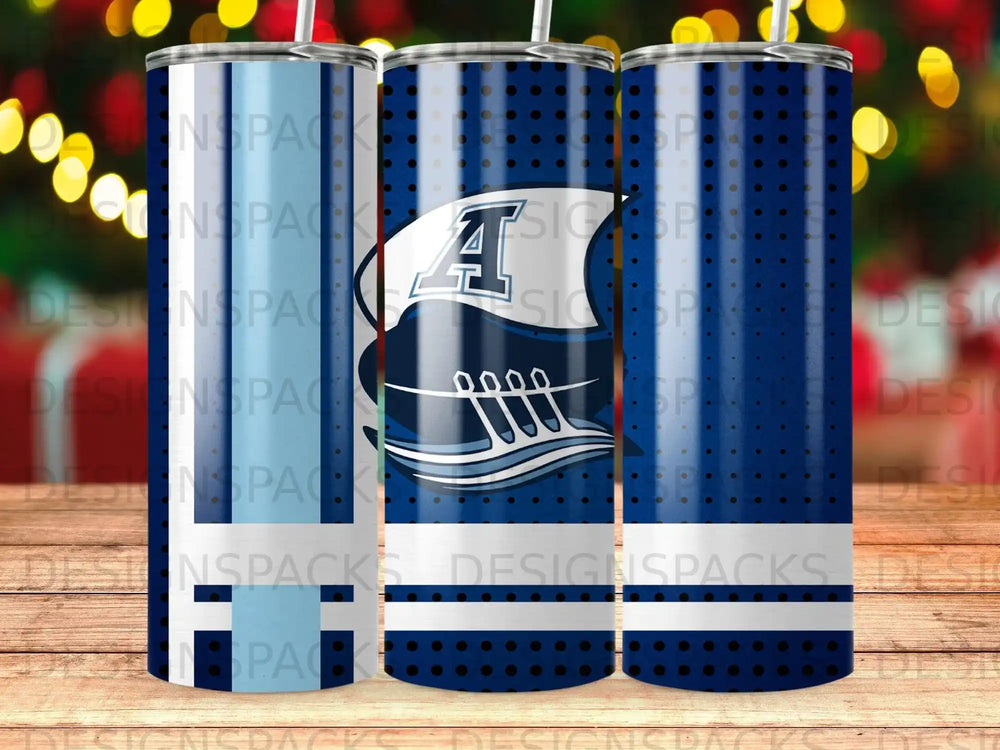 Blue white stripes letter A ship polka dots tumbler product type