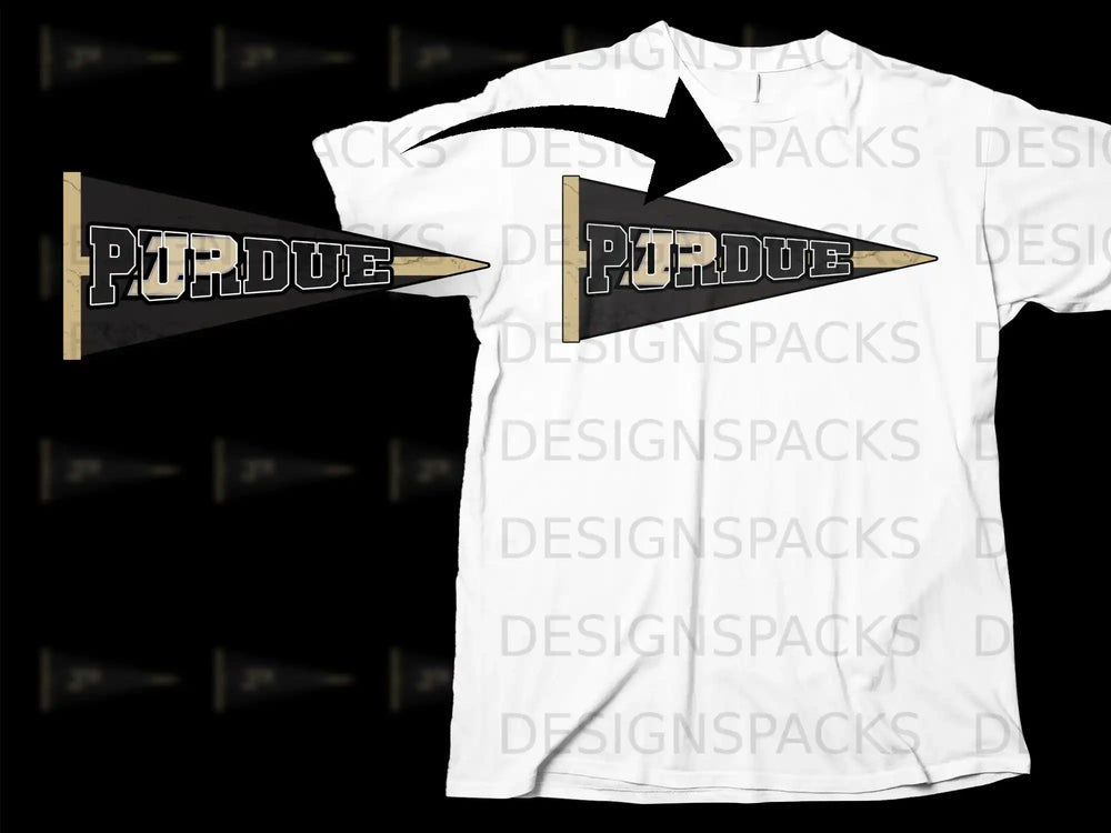 Purdue Pennant Design on White T-Shirt
