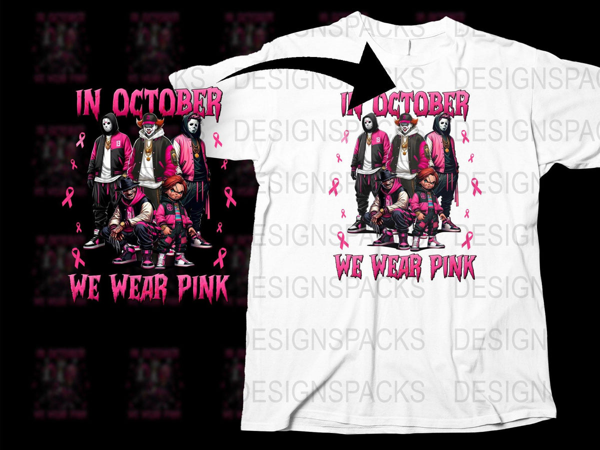 In October We Wear Pink Basketball Themed T-Shirt, Breast Cancer Awareness, Supportive Sports Apparel, Unisex Graphic Tee
