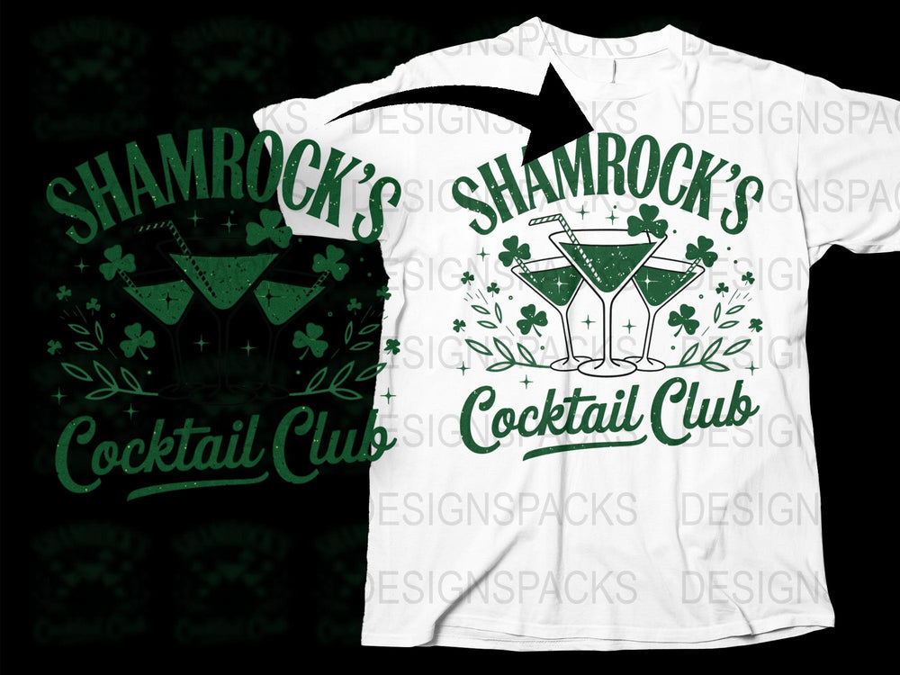 Shamrocks Cocktail Club T-Shirt, St. Patrick's Day Graphic Tee, Unisex Irish Party Shirt