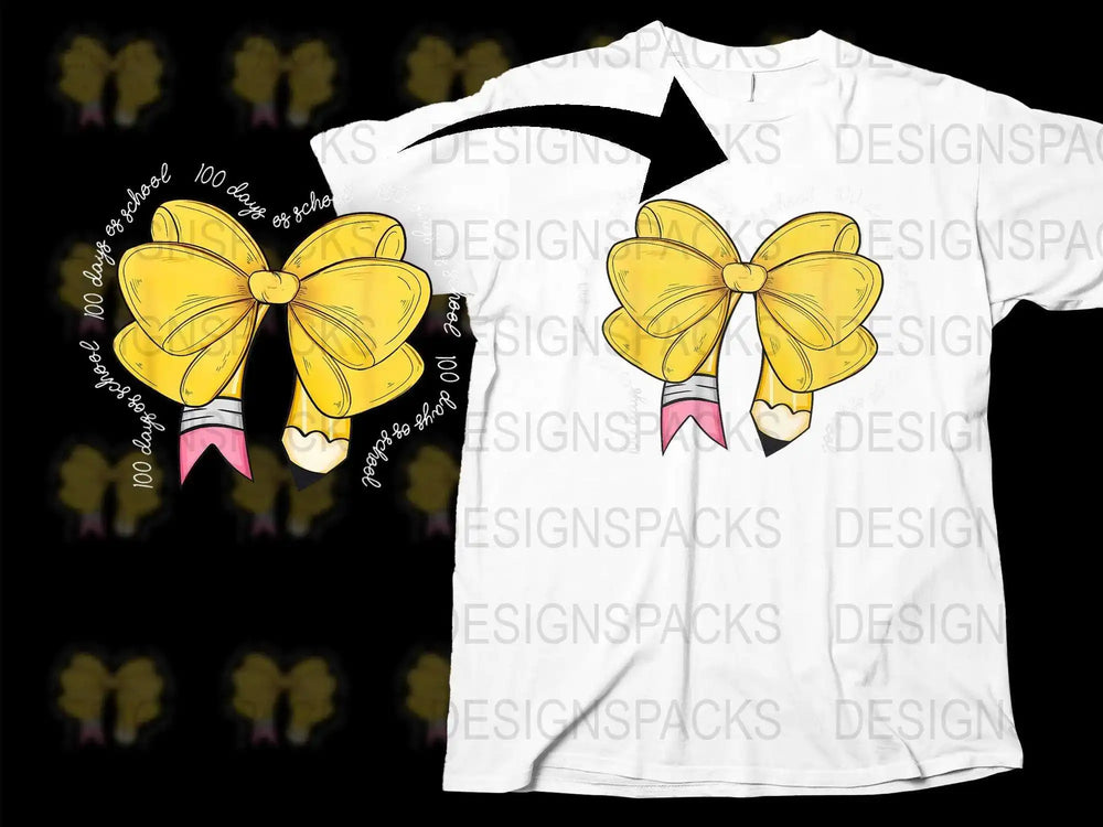 Stylish White T-Shirt with Large Yellow Bow Print, Casual Graphic Tee for All Occasions