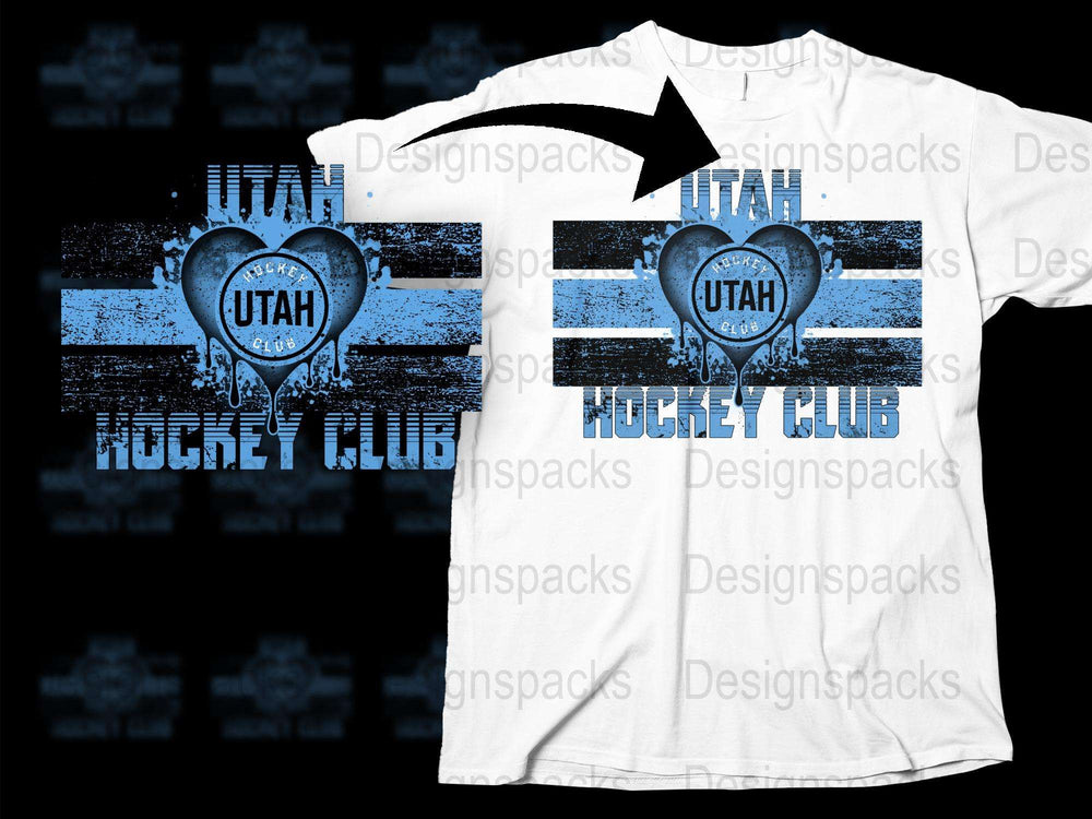 Utah Hockey Club T-Shirt, Vintage Distressed Look, Blue Stripes, Sports Fan Apparel