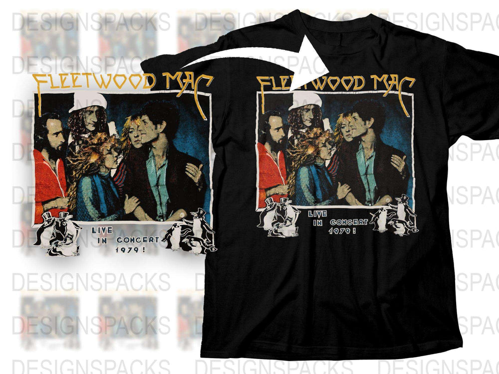 Fleetwood Mac Vintage Concert T-Shirt 1979 Live Performance Band Tee Music Merch Collector Item Black Cotton Unisex Shirt