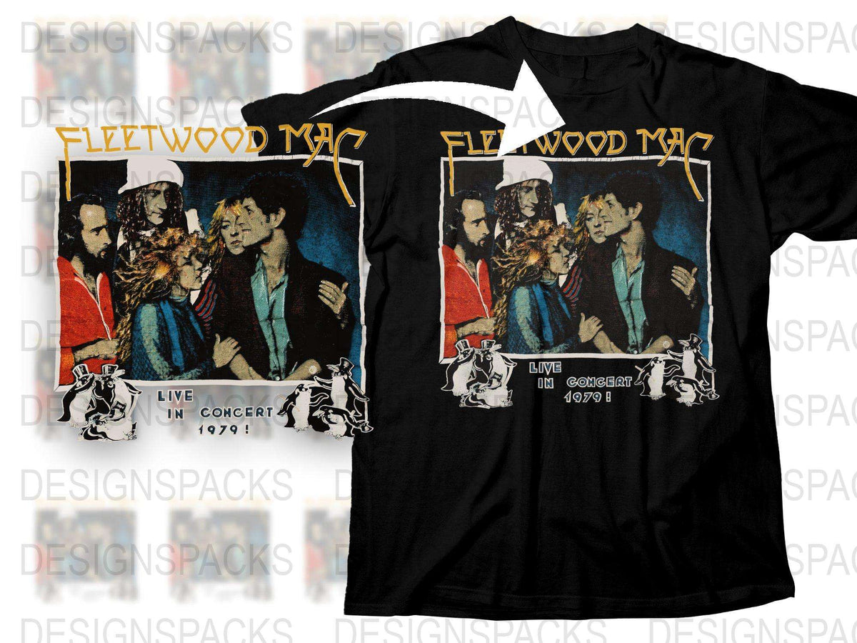 Fleetwood Mac Vintage Concert T-Shirt 1979 Live Performance Band Tee Music Merch Collector Item Black Cotton Unisex Shirt