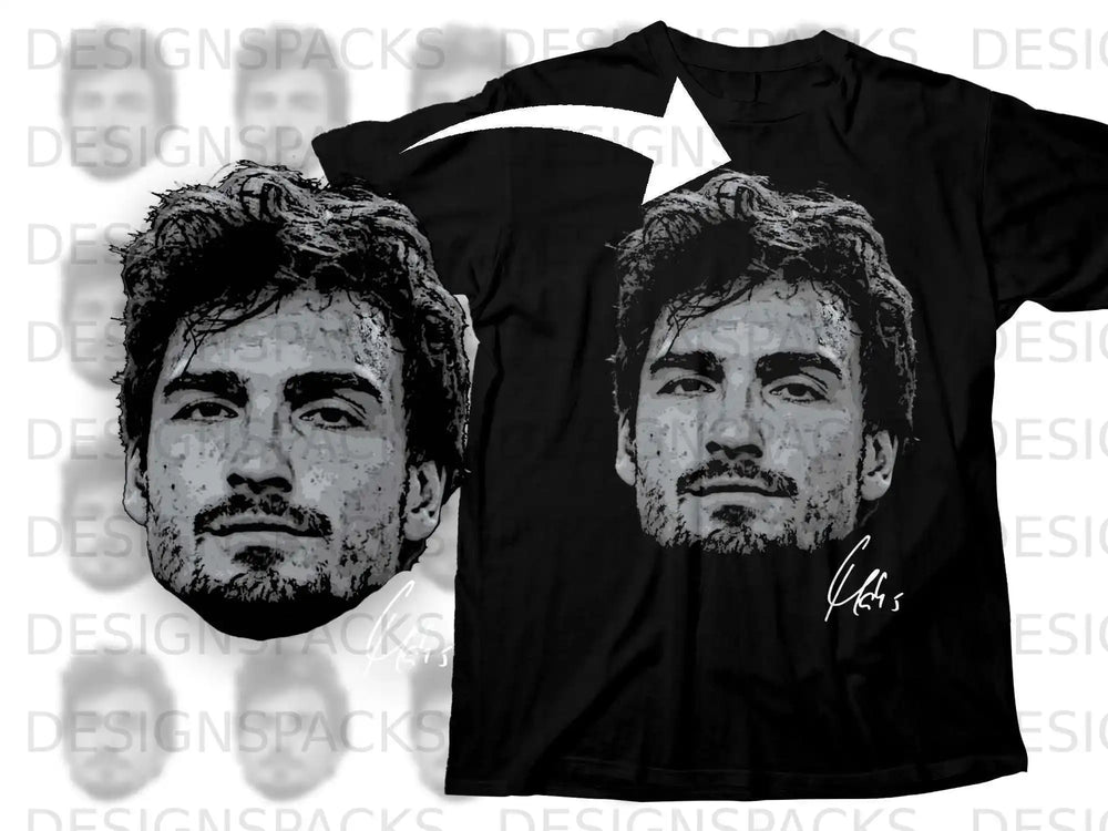 Black T-shirt with Grunge Style Face Design Art Print