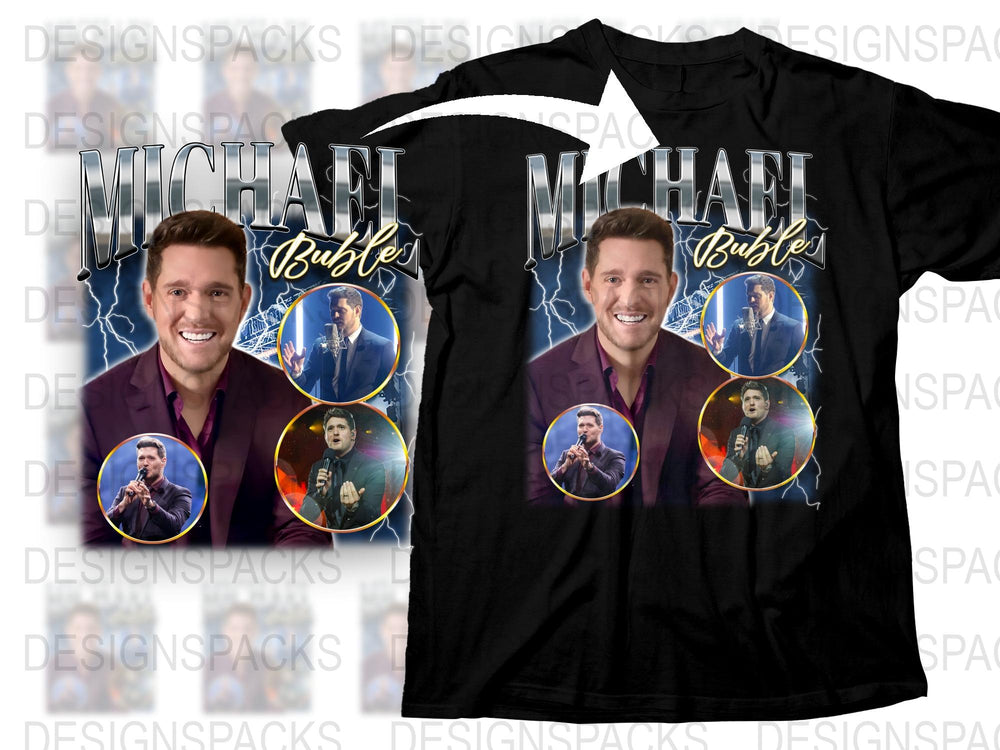Michael Buble Graphic T-Shirt, Music Fan Merch, Singer Portrait Tee, Pop Artist Concert Shirt, Gift for Music Lovers