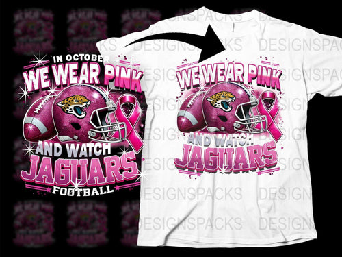 Jacksonville Jaguars Pink Football T-Shirt, October Breast Cancer Awareness, Sports Fan Apparel