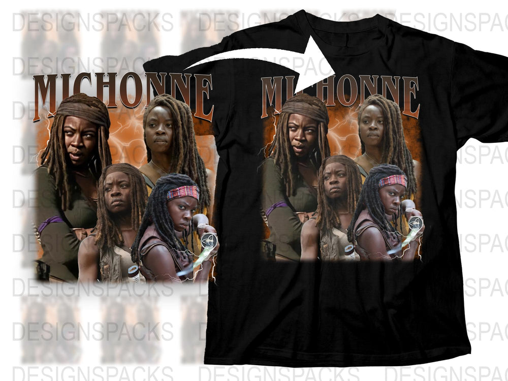 Michonne Graphic T-Shirt, Fan Art Tee, Zombie Hunter, TV Show Merchandise, Unique Gifts for Fans