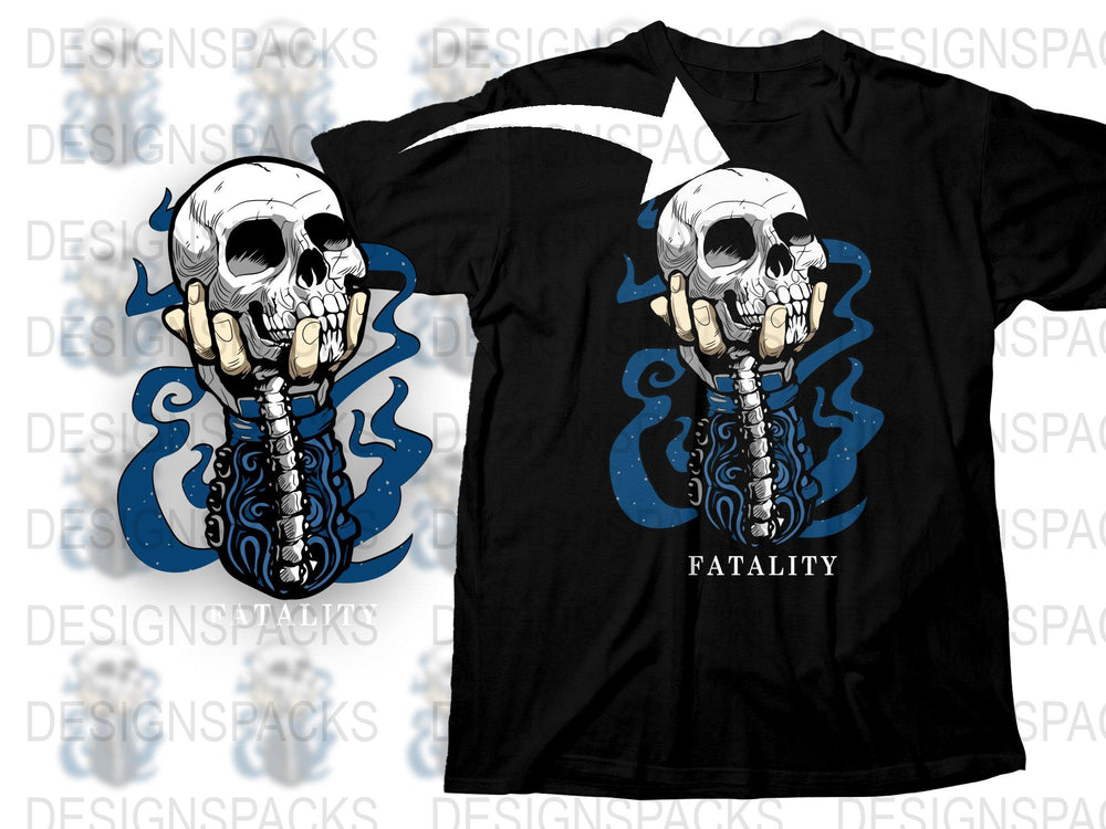 Gothic Skull T-Shirt, Cool Fatal1ty Graphic Tee, Punk Style Skeleton, Unisex Black Shirt