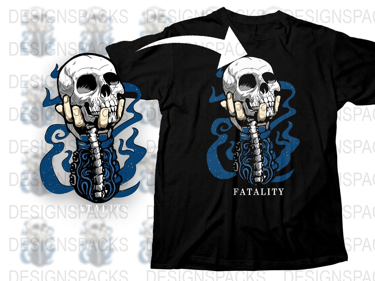 Gothic Skull T-Shirt, Cool Fatal1ty Graphic Tee, Punk Style Skeleton, Unisex Black Shirt