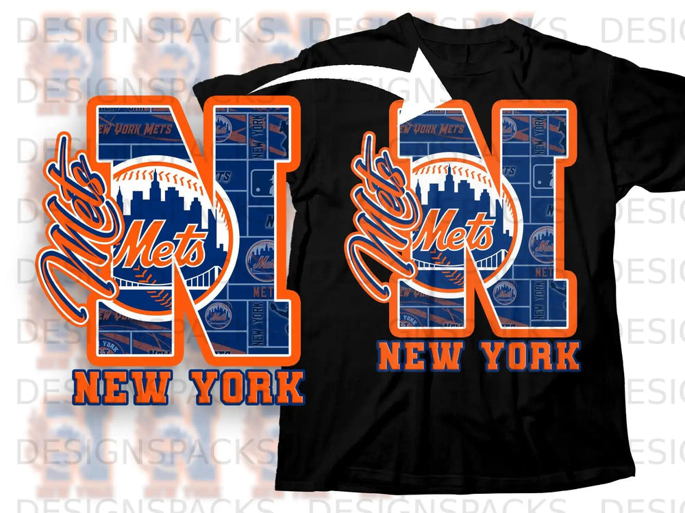 New York Mets Baseball Team Graphic T-Shirt for Fans