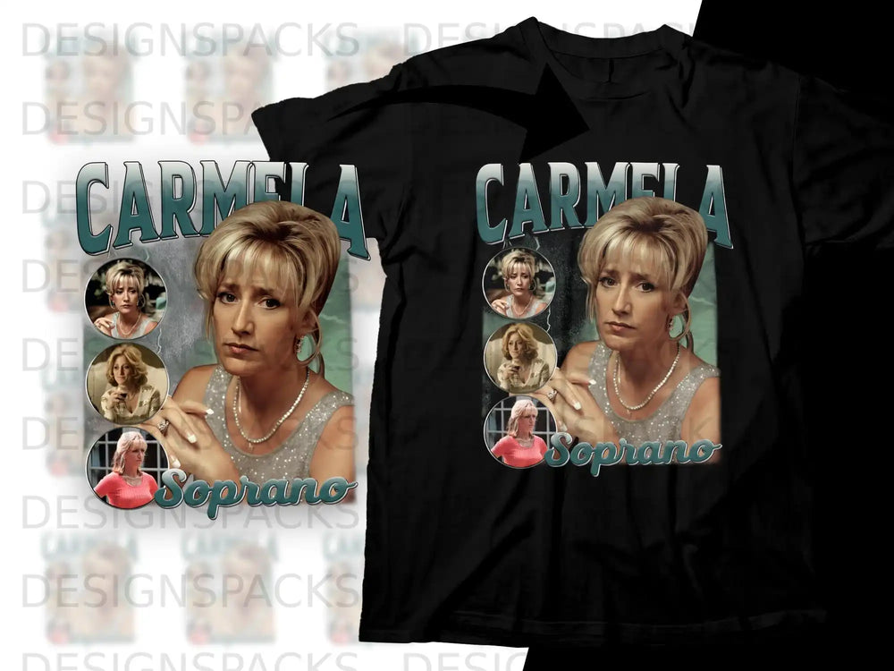Carmela Soprano graphic t-shirt with text "Carmela Soprano".