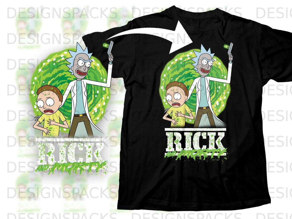 Rick and Morty Dimension Portal Black Graphic Tee