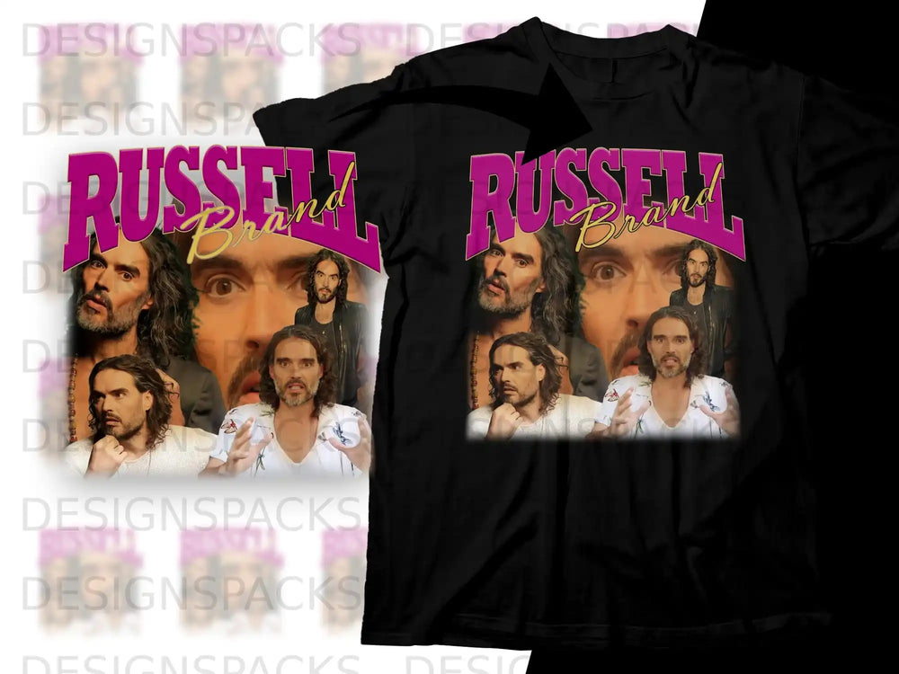 Russell Brand collage t-shirt design.
