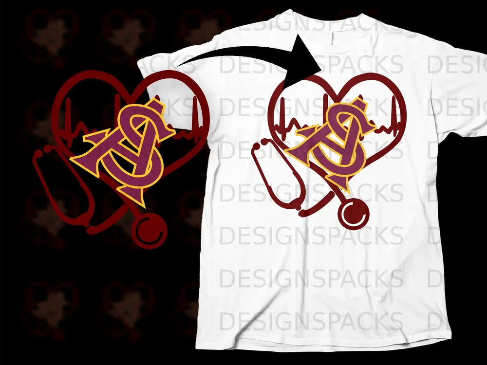 Heartbeat and Stethoscope Design Medical T-Shirt