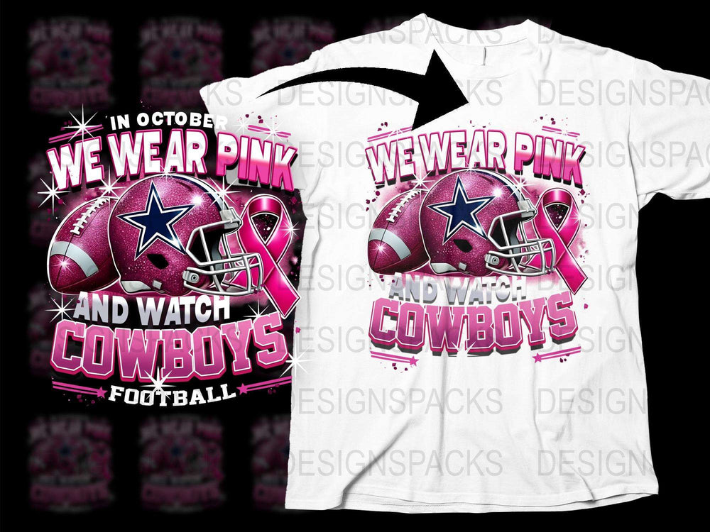 Pink Dallas Football T-Shirt, October Breast Cancer Awareness, Cowboys Fan Apparel, Sports Graphic Tee, Unisex Clothing