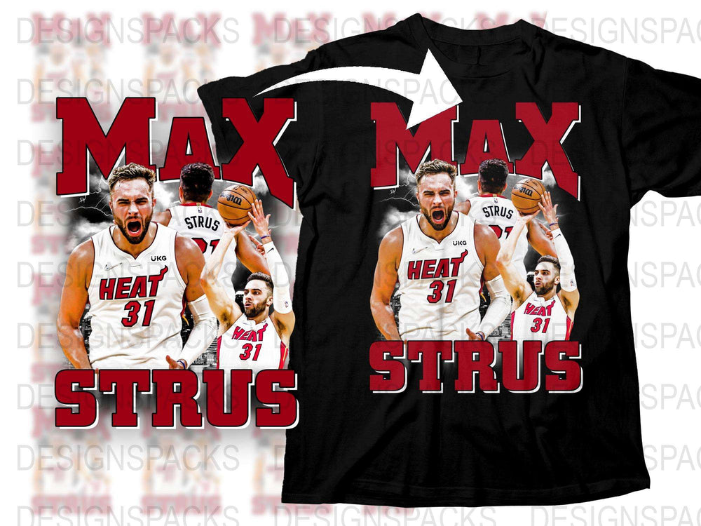 Custom Miami Basketball T-Shirt, Max Strus Graphic Tee, Sports Fan Gift, Heat Game Apparel
