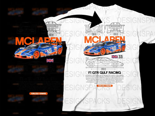 Vintage Gulf Racing McLaren T-Shirt, Retro Sports Car Graphic Tee, Unisex Race Fan Apparel