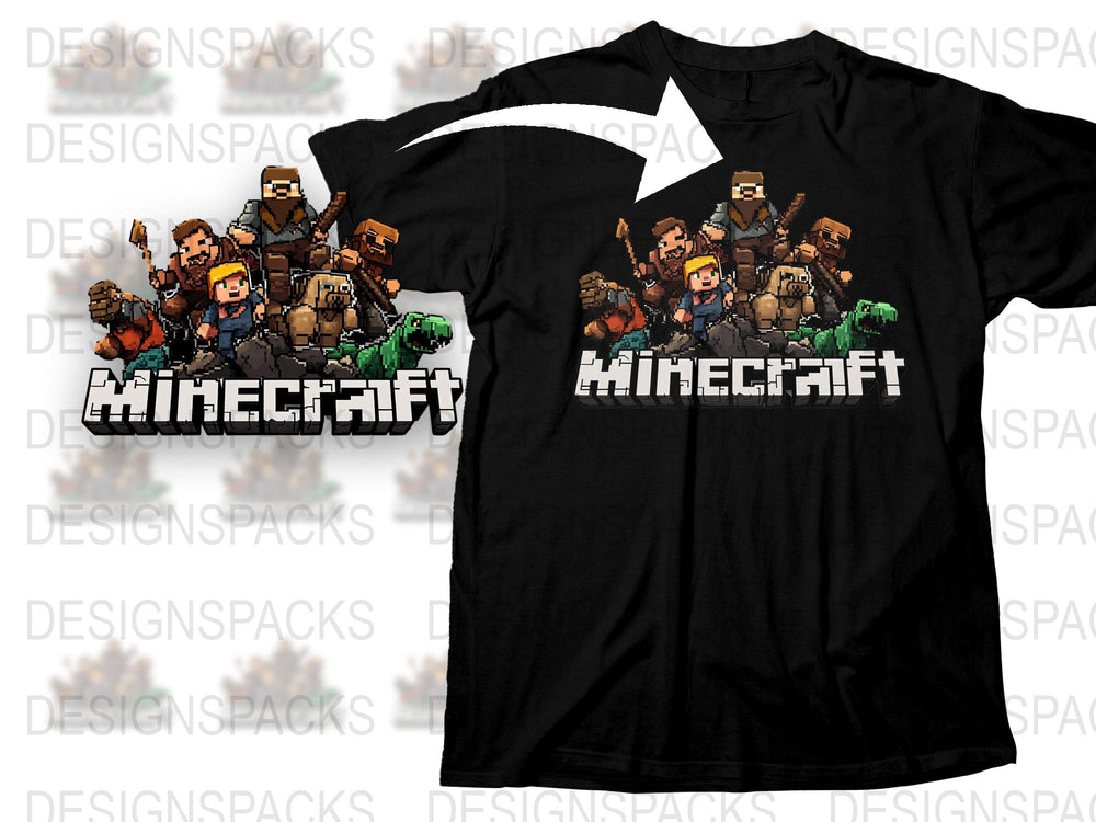 Minecraft Inspired T-Shirt, Video Game Graphic Tee, Kids and Adult Sizes, Black Cotton Shirt