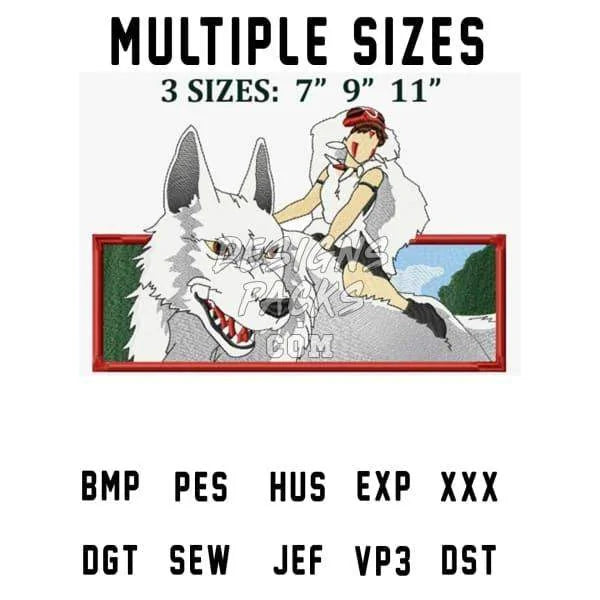 Princess Mononoke Japan Anime Embroidery Design