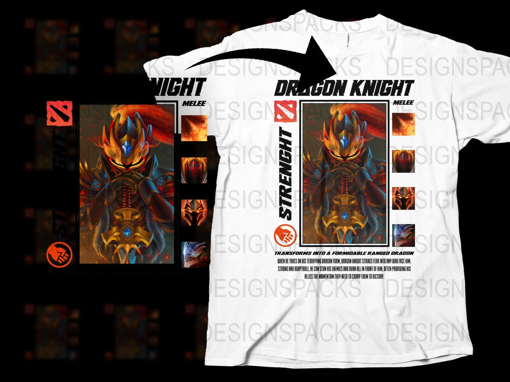 Dragon Knight T-Shirt, Fantasy Gaming Apparel, White Tee, Unique Graphic Design, Unisex Stylish Shirt
