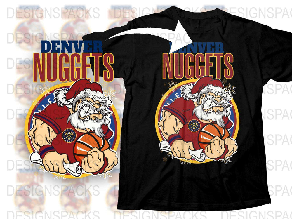Denver Nuggets Santa Claus Basketball T-Shirt, Holiday Sports Fan Apparel, Graphic Tee Gift for Him