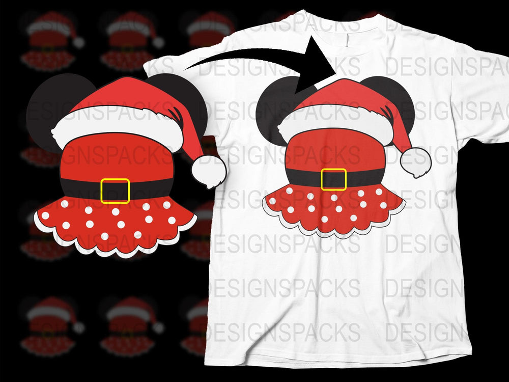 Festive Santa Claus T-Shirt, Christmas Holiday Red and White Polka Dot Design, Casual Comfort Fit