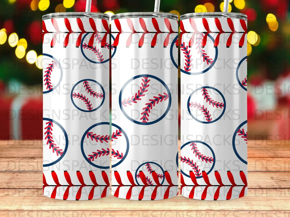 Baseball stitch red stripes pattern tumbler product type