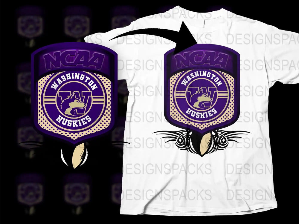 Washington Huskies NCAA Foam Finger and T-Shirt Combo, Sports Fan Gear, Purple and White Design