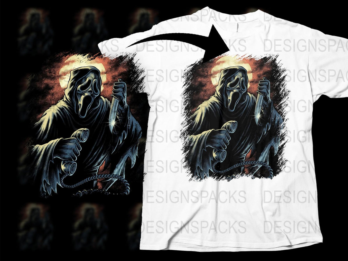 Gothic Grim Reaper T-Shirt, Men's Horror Graphic Tee, Dark Fantasy Apparel, Unique Death Theme Shirt, Halloween Style Clothing