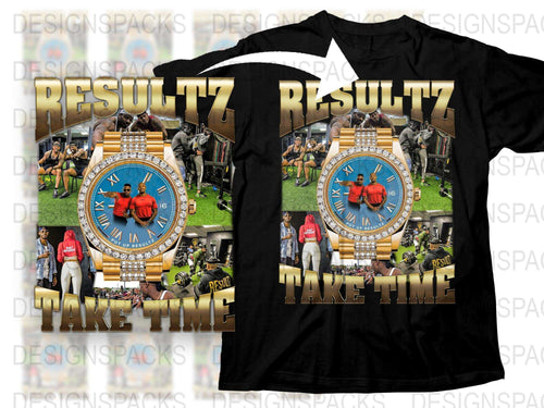 Men's Graphic T-Shirt with Clock Design, Bold Red and Gold, Casual Sports Style Shirt, Unique Streetwear Fashion