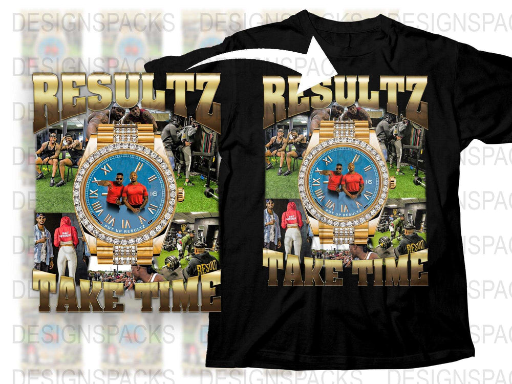 Men's Graphic T-Shirt with Clock Design, Bold Red and Gold, Casual Sports Style Shirt, Unique Streetwear Fashion