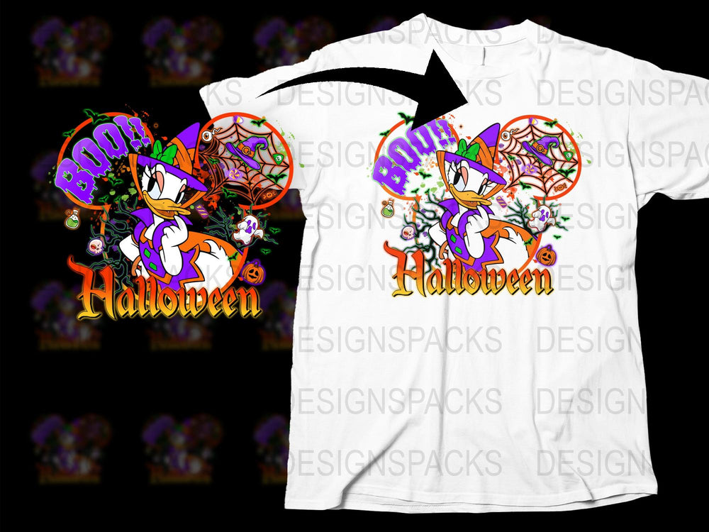 Halloween T-Shirt, Witchy Cat Graphic, Boo Spooky Design, Floral Detail, Unisex Tee