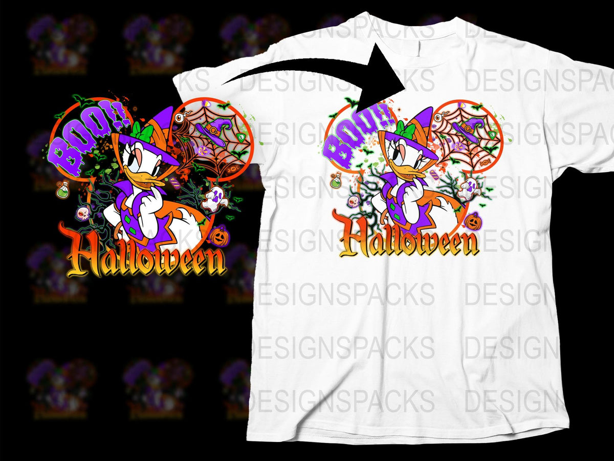 Halloween T-Shirt, Witchy Cat Graphic, Boo Spooky Design, Floral Detail, Unisex Tee