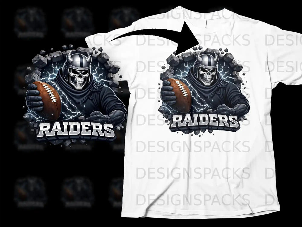 Skull Football Raider Holding Football T-Shirt
