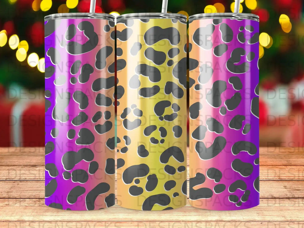Vibrant Ombre Leopard Print Gradient Tumbler Design product type
