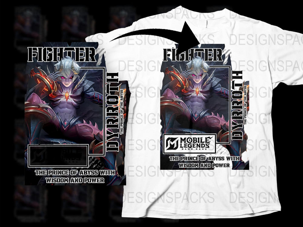 Mobile Legends Dyroth T-Shirt, Fighter Graphic Tee, Prince of Abyss Design, Gaming Apparel