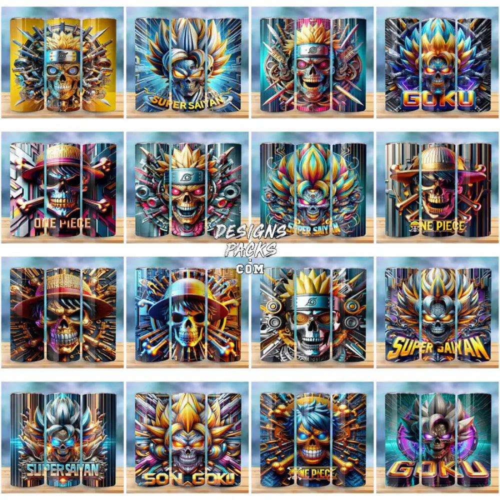 45 Anime Skull 3D Tumbler Wrap Bundle Jpg