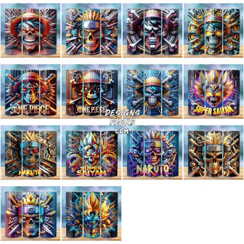 45 Anime Skull 3D Tumbler Wrap Bundle Jpg